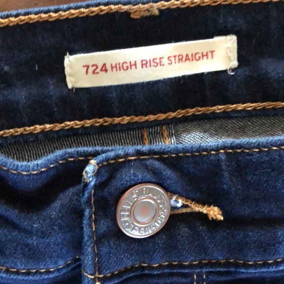 Women’s Levi’s 724 high-rise straight blue jeans waist 35” - Picture 3 of 11